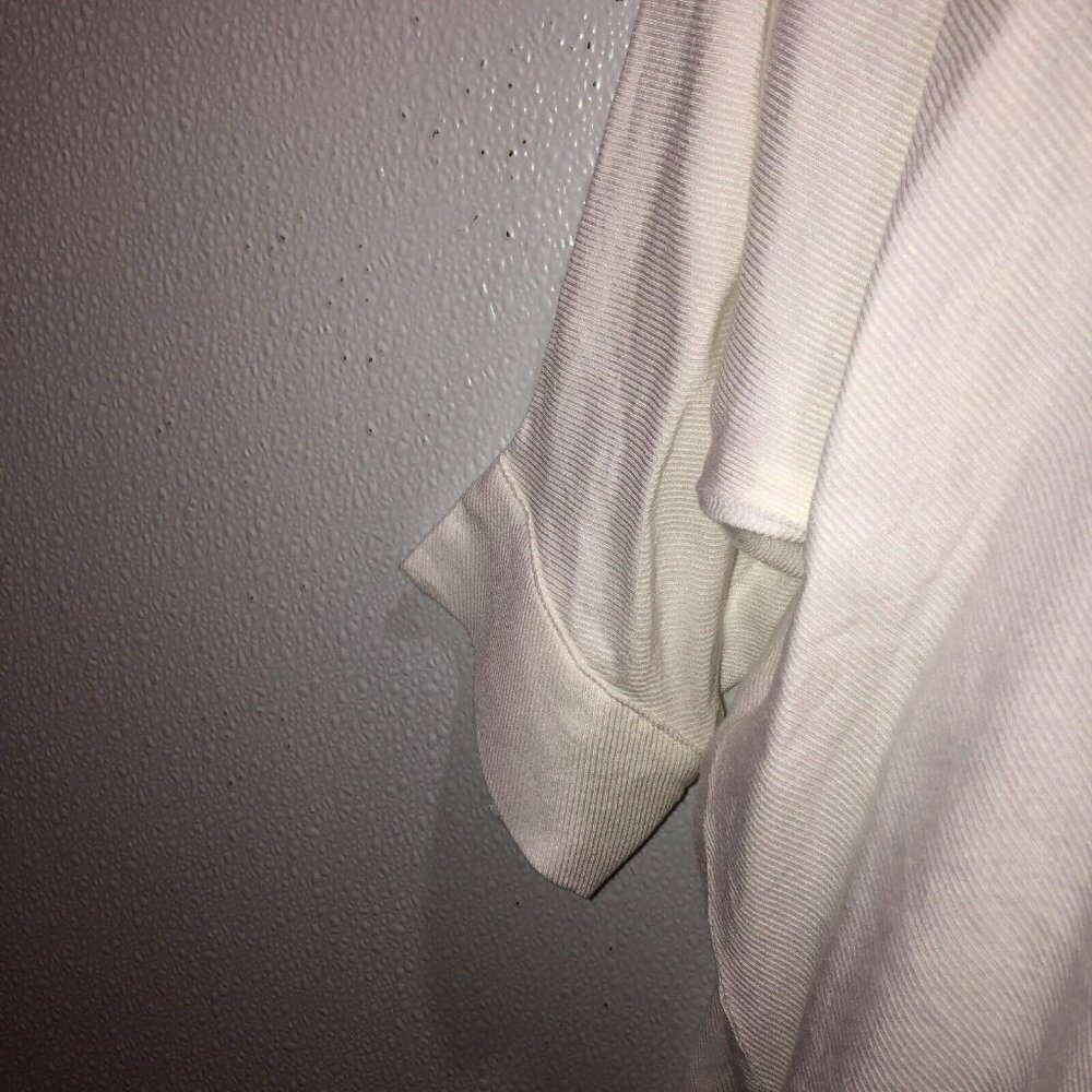Fate Womens Small White Textured 3/4 Sleeve Button Collar Blouse Top Shirt Sz S - Picture 5 of 11